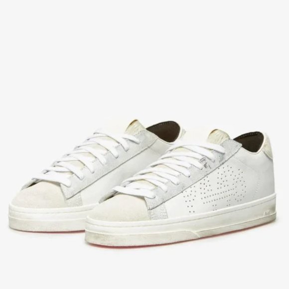 P448 Shoes - NIB P448 Jack Low Top Zebby White Leather Sneaker Women's EU41 / US 10.5-11